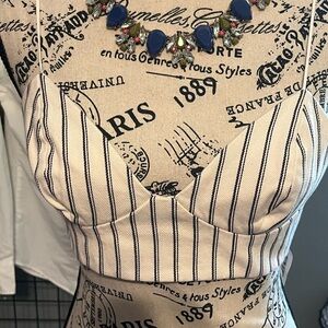 Adam Lippes Striped Cream and Black Bralette Rent the Runway